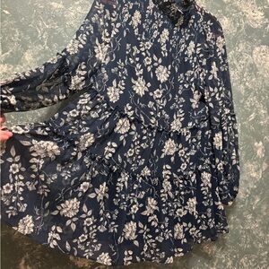 Francesca's Collections Navy Blue Floral Tiered Dress